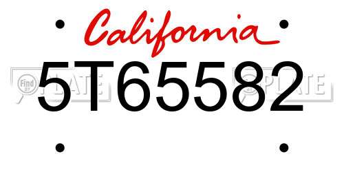 5T65582 California License Plate