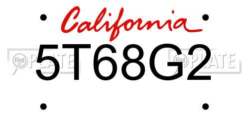 5T68G2 California License Plate
