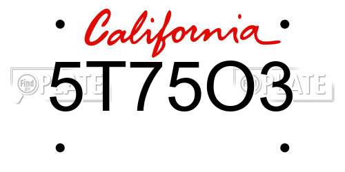 5T75O3 California License Plate