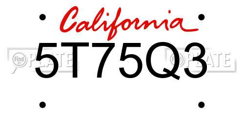 5T75Q3 California License Plate