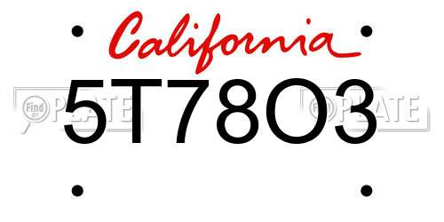 5T78O3 California License Plate