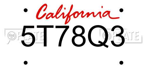 5T78Q3 California License Plate