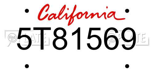 5T81569 California License Plate