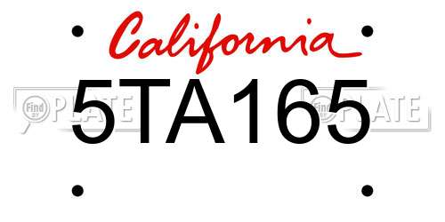 5TA165 California License Plate