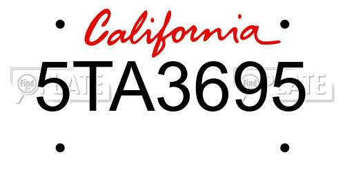 5TA3695 California License Plate
