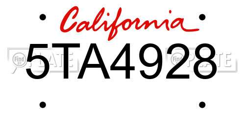 5TA4928 California License Plate