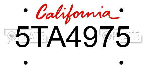 5TA4975 California License Plate
