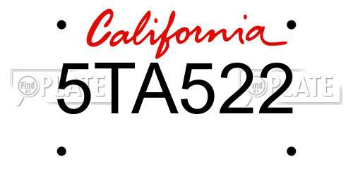5TA522 California License Plate