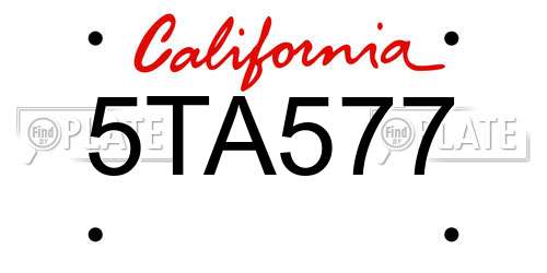 5TA577 California License Plate