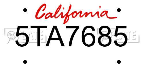 5TA7685 California License Plate