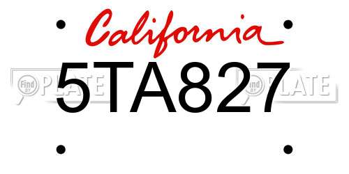 5TA827 California License Plate