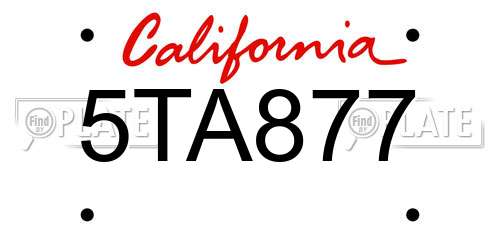 5TA877 California License Plate