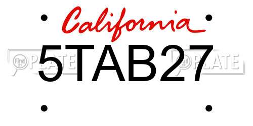 5TAB27 California License Plate