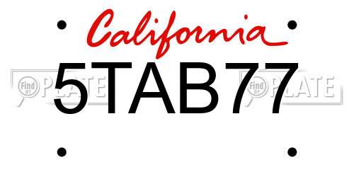 5TAB77 California License Plate