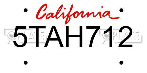 5TAH712 California License Plate