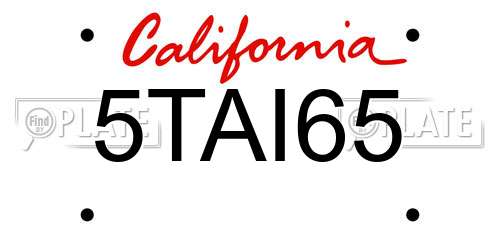 5TAI65 California License Plate