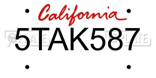 5TAK587 California License Plate