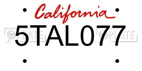 5TAL077 California License Plate