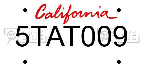 5TAT009 California License Plate