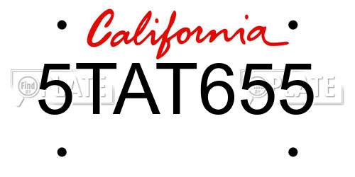 5TAT655 California License Plate