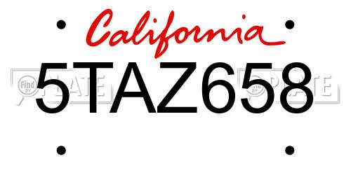 5TAZ658 California License Plate