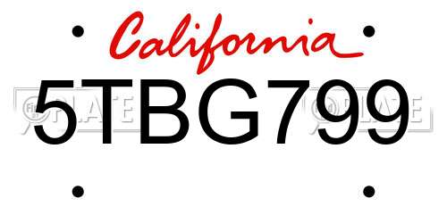 5TBG799 California License Plate