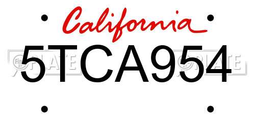 5TCA954 California License Plate