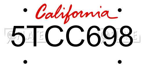 5TCC698 California License Plate