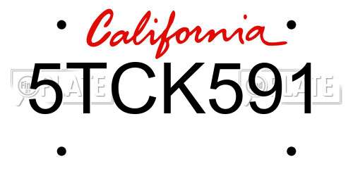 5TCK591 California License Plate