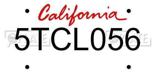 5TCL056 California License Plate