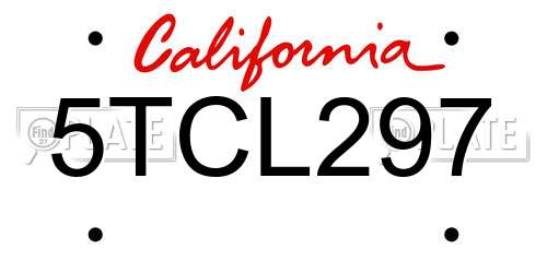 5TCL297 California License Plate