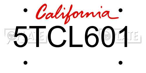 5TCL601 California License Plate