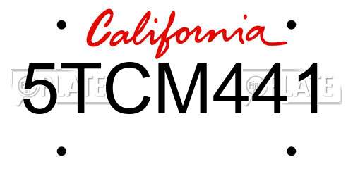 5TCM441 California License Plate