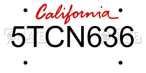 5TCN636 California License Plate
