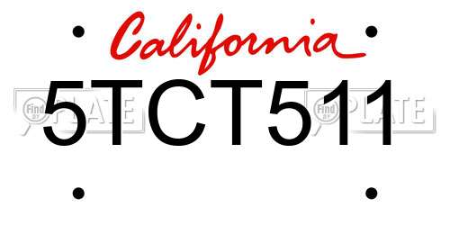 5TCT511 California License Plate