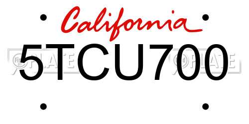 5TCU700 California License Plate