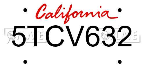 5TCV632 California License Plate