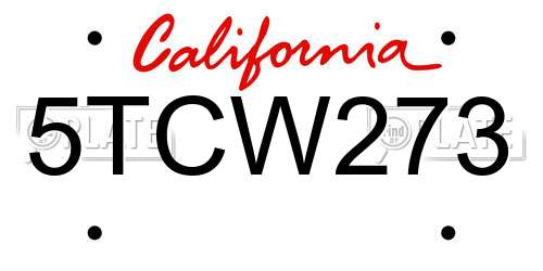 5TCW273 California License Plate
