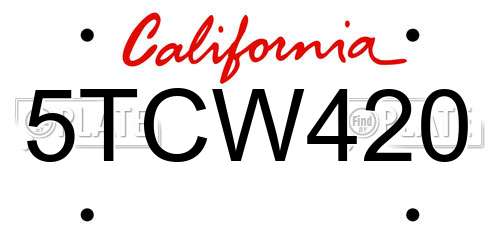 5TCW420 California License Plate