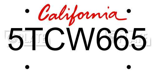 5TCW665 California License Plate