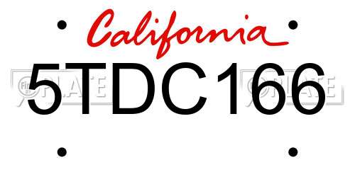 5TDC166 California License Plate