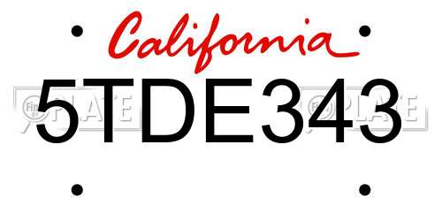 5TDE343 California License Plate