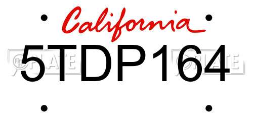 5TDP164 California License Plate