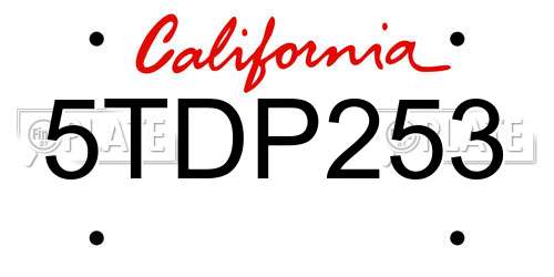 5TDP253 California License Plate