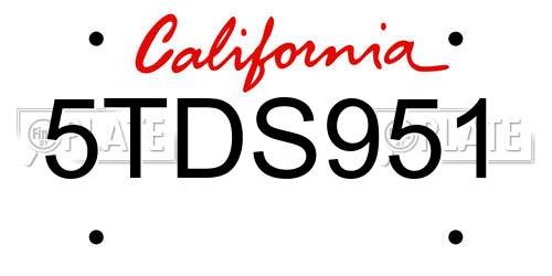 5TDS951 California License Plate