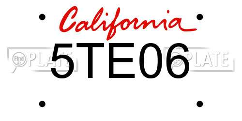 5TE06 California License Plate