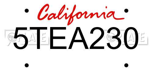 5TEA230 California License Plate