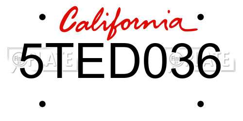 5TED036 California License Plate