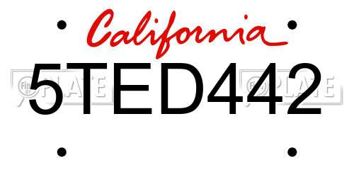5TED442 California License Plate