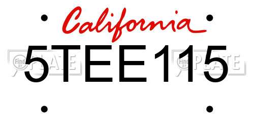 5TEE115 California License Plate